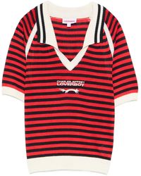 Charles Jeffrey - Striped Polo-Collar T-Shirt - Lyst