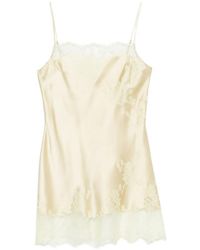 Carine Gilson - Lace-Trim Silk Slip Dress - Lyst