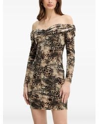 Guess - Off-Shoulder Animal-Print Mini Dress - Lyst