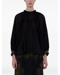 Biyan - Gathered Neckline Eyelet Blouse - Lyst