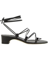 Manolo Blahnik - Lace-Up Block-Heel Sandals - Lyst