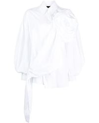 Simone Rocha - Floral-appliqué Draped Cotton Shirt - Lyst