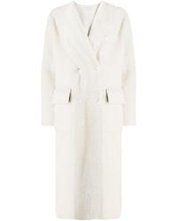 Inès & Maréchal V-neck Shearling Coat - White