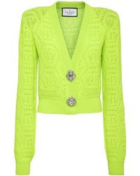 Philipp Plein - Monogram-Intarsia Cropped Cardigan - Lyst