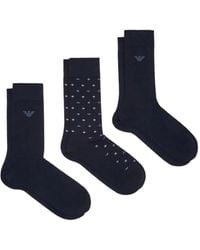 Emporio Armani - Polka Dot Logo-Detail Socks (Pack Of Three) - Lyst