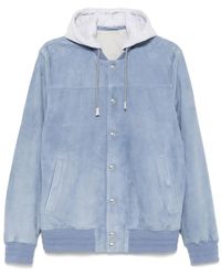 Eleventy - Leather Bomber Jacket - Lyst