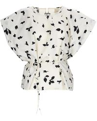 Alysi - Leaf-Print Tie Blouse - Lyst
