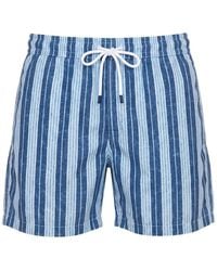 Fedeli - Striped-Print Drawstring Swim Shorts - Lyst