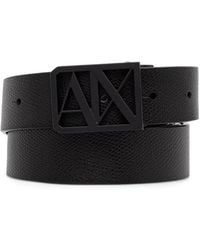 ARMANI EXCHANGE - Logo-Buckle Pebble-Textured Belt - Lyst