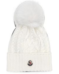 Moncler - Cable-Knit Pompom Beanie Hat - Lyst