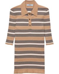 Prada - Cotton Ribbed Polo Shirt - Lyst