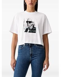 KARL LAGERFELD - X Pietro Terzini Graphic-Print Cropped T-Shirt - Lyst