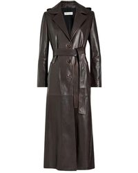 Nour Hammour - Scarlett Belted Leather Trench Coat - Lyst