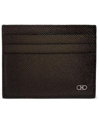 Ferragamo - Micro Gancini Grained Leather Card Holder - Lyst