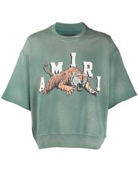 Amiri - Vintage Ss Tiger-print Short-sleeve Sweatshirt - Lyst
