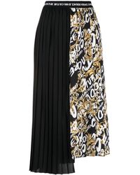 Versace - Logo Brush Couture-print Pleated Midi Skirt - Lyst