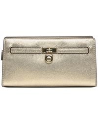 MICHAEL Michael Kors - Hamilton lock-detail metallic leather clutch - Lyst