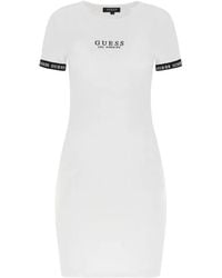 Guess - Electra Logo-Print Ribbed Midi Dress - Lyst
