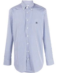 Etro - Pegaso-motif Striped Cotton Shirt - Lyst