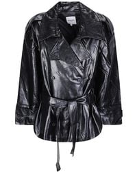 LA PISCINE - Double-Breasted Belted Jacket - Lyst
