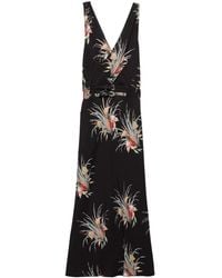 Prada - Floral-Jacquard Midi Dress - Lyst