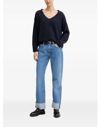 Benetton - V-Neck Ribbed Sweater - Lyst