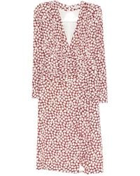 Alessandra Rich - Drapiertes Midikleid mit Blumen-Print - Lyst