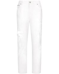 Dolce & Gabbana - Cotton Denim Jeans With Rips - Lyst