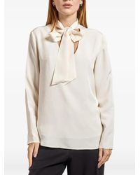 ARMANI EXCHANGE - Pussy-Bow Long-Sleeve Blouse - Lyst