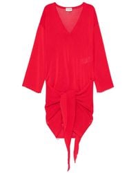 The Attico - Geknoopte Mini-Jurk Met V-Hals - Lyst