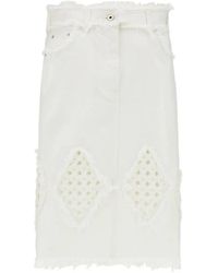 Ferragamo - Denim Skirt With Frayed Detail - Lyst