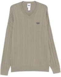 adidas - Pull En Maille Torsadée À Col V - Lyst