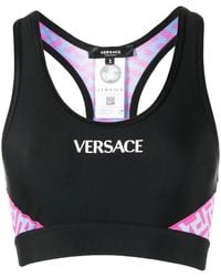 Versace - La Greca Logo-Print Bralette - Lyst