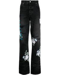 Amiri - Floral-print Straight-leg Jeans - Lyst