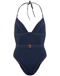 Balmain - Badpak Met Contrasterend Stiksel En Ceintuur - Lyst