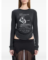 Ann Demeulemeester - Graphic-Print Ruched Long-Sleeved T-Shirt - Lyst