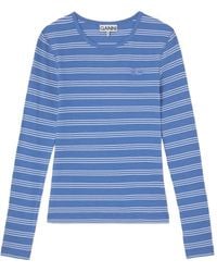 Ganni - Striped Long-Sleeve T-Shirt - Lyst