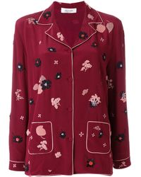 Valentino Floral Patch Pajama Top - Red