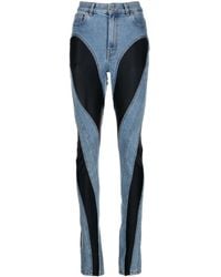 Mugler - Jeans Met Contrasterend Vlak - Lyst