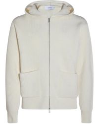 Lardini - Ribbed Zip-Up Knitted Hoodie - Lyst