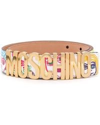 Moschino Cinturón con logo Faces - Blanco