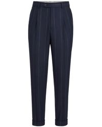 Brunello Cucinelli - Cashmere And Virgin Wool Multistripe Twill Trousers With Pleat - Lyst