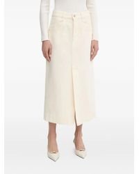 BOSS - Front-Slit Denim Midi Straight Skirt - Lyst