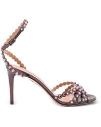 Aquazzura - Tequila Crystal-Embellished Leather Heeled Sandals - Lyst