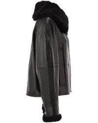 Sportmax - Shearling-Collar Leather Jacket - Lyst