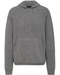 Prada - Ribbed-Knit Cashmere Hoodie - Lyst