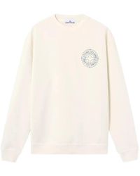 Stone Island - Logo-Print Cotton Sweatshirt - Lyst