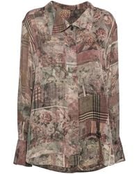 Ziggy Chen - Liberty-Print Silk Curved Hem Shirt - Lyst