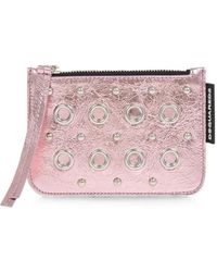 DSquared² - Eyelet-Embellished Leather Card Holder - Lyst