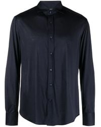 Brunello Cucinelli - Silk And Cotton Jersey Shirt With Spread Collar - Lyst
